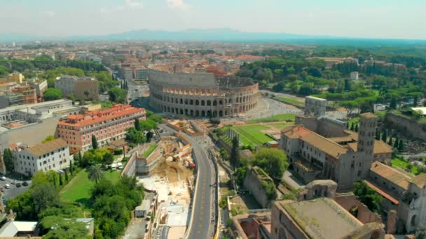 Аэроплан Колизея Риме Италия — стоковое видео