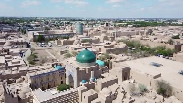 Skyline Khiva Seen Minare Хиве Узбекистане Центральной Азии — стоковое видео