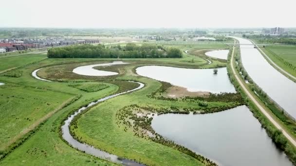 Imágenes Drones Con Vista Del Río Canal Los Países Bajos — Vídeos de Stock