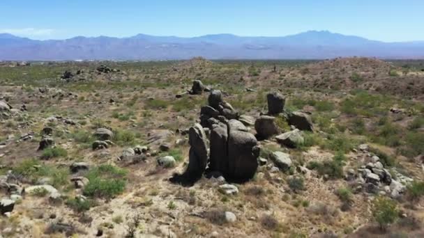 Luchtvlieg Mcdowell Sonoran Conservancy Woestijn Landt Richting Four Peak Matazel — Stockvideo