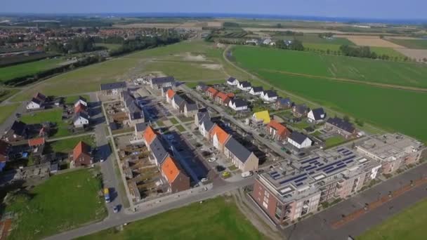 Letecké Záběry Nové Čtvrti Blízkosti Moře Kruiningenu Nizozemsko — Stock video