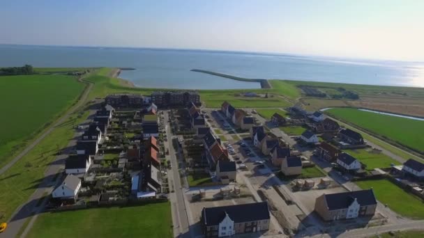 Letecké Záběry Nové Čtvrti Blízkosti Moře Kruiningenu Nizozemsko — Stock video