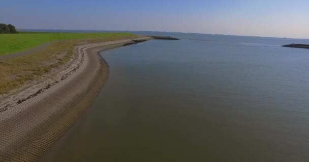Zátoka Přístav Vytvořený Člověkem Obklopený Hrázemi Kruingenu Nizozemsko Letecké Snímky — Stock video