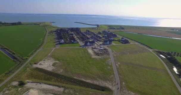 Zdjęcia Lotnicze Nowej Dzielnicy Pobliżu Morza Kruiningen Holandia — Wideo stockowe