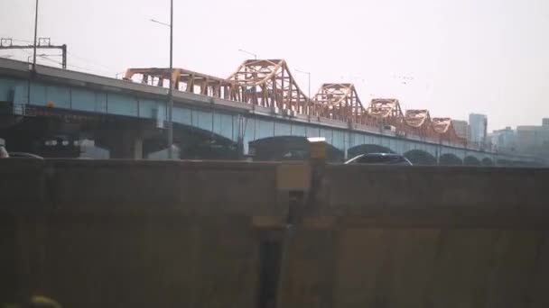 Vistas Trem Mtr Coréia Com Vista Para Uma Rodovia Uma — Vídeo de Stock