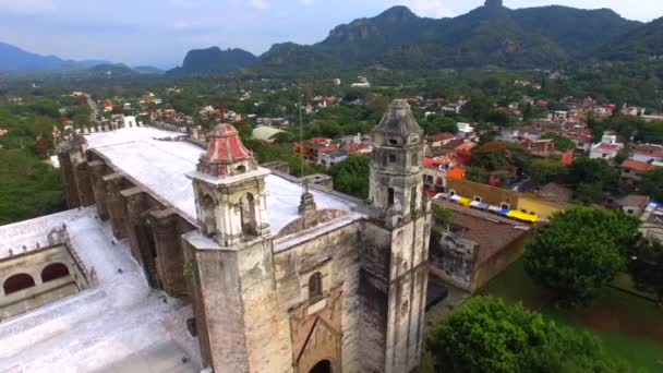 Vista Superior Igreja Tepoztan Morelos México — Vídeo de Stock