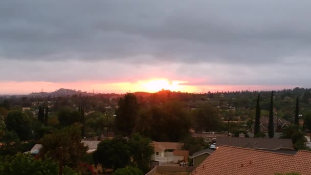 Záběry Dronů Krásného Západu Slunce Údolí San Fernanda Los Angeles — Stock video