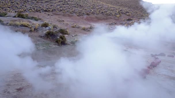 Geyser Tatio Fumanti Nel Deserto Atacama Cile Sud America — Video Stock