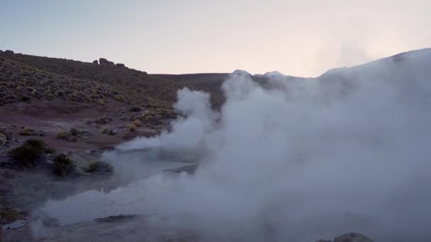 Geyser Tatio Fumano Prima Dell Alba Nel Deserto Atacama Cile — Video Stock