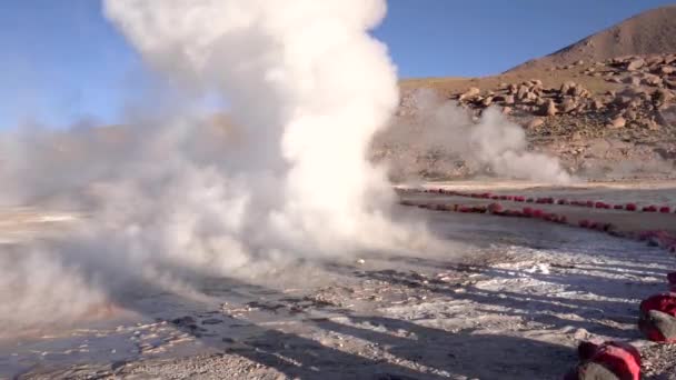 Eruzione Geyser Tatio Nel Deserto Atacama Cile Sud America — Video Stock