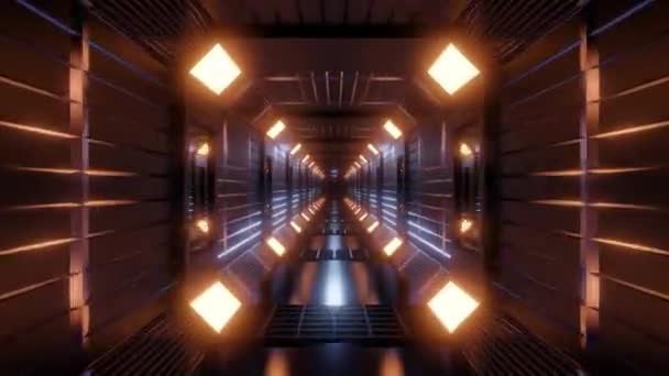 Túnel Espacial Negro Con Luces Cambio Color Vjloop 60Fps — Vídeo de stock