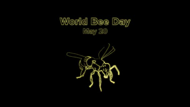 Gelbe Biene Fliegt Der Luft Mit Bee Day Mai Text — Stockvideo