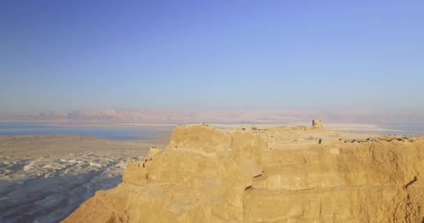 Die Festung Masada Mit Blauem Himmel Umfliegen — Stockvideo