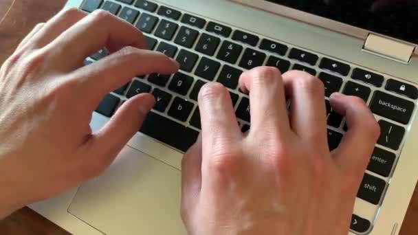 Manos Mecanografiando Una Computadora Portátil Con Iluminación Natural Que Entra — Vídeo de stock