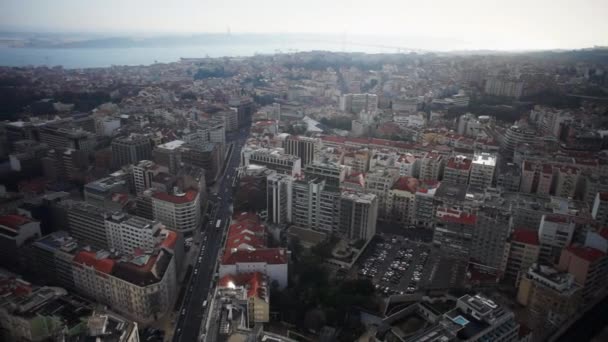 Lisbon 360 Panorama Gambar Udara Beautiful Tampilan Dari Bagian Paling — Stok Video