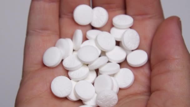 Doctor Pours White Pills Prescription Bottle — Stock Video