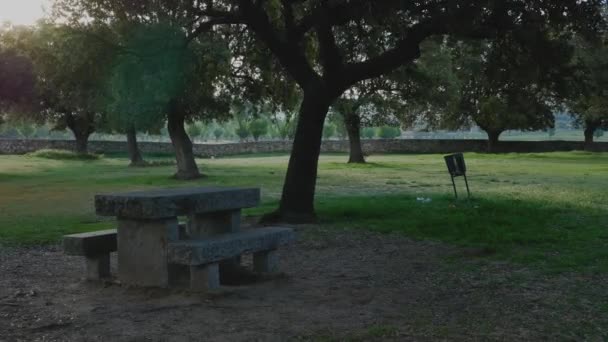 用石头做的野餐家具 — 图库视频影像