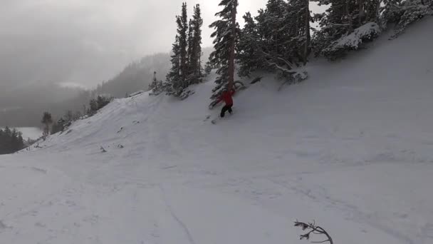 Snowboarders Van Por Sendero — Vídeos de Stock