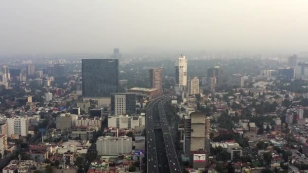 Aerial Shot Highway Very Polluted Day Mexico City — Stock Video