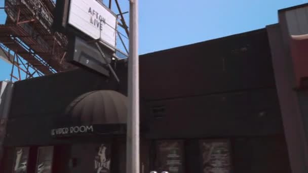 Plan Panoramique Devant Célèbre Viper Room Coucher Soleil Hollywood Californie — Video