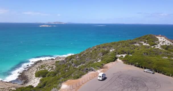 Prachtige Oceaan Rijden Rustige Australische Kustweg Luchtfoto — Stockvideo