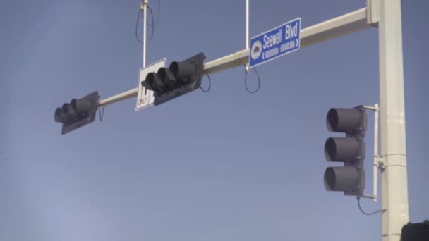 Slow Motion Beelden Van Galveston Beach Langs Zeewering Zomer Strand — Stockvideo