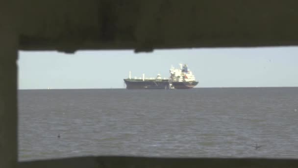24Fps Images Vitesse Normale Galveston Plage Traversée Ferry Montre Que — Video