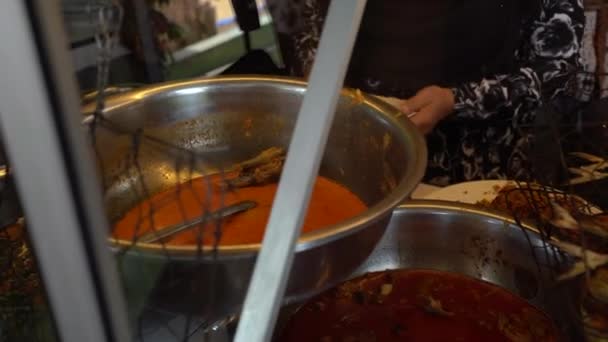 Lambat Panci Makanan Jalanan Tradisional Indonesia Seperti Yang Dilihat Melalui — Stok Video