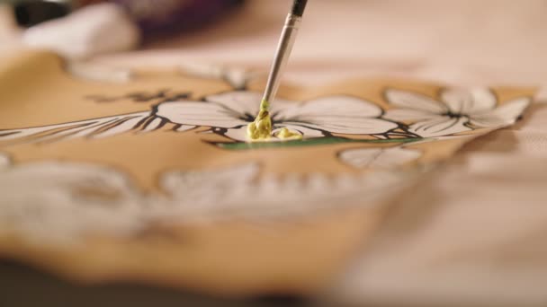 Pintar Dibujo Esbozado Una Flor — Vídeos de Stock