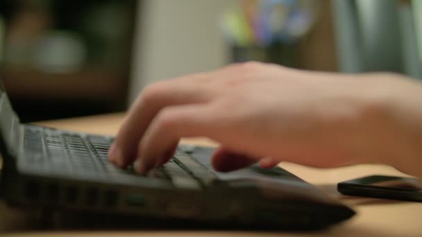 Slow Side Shot Man Typing Laptop Grabbing His Tablet — Stock Video