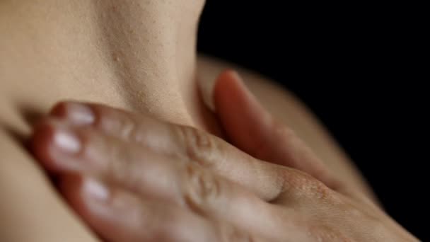 Person Massages Collar Bone — Stock Video