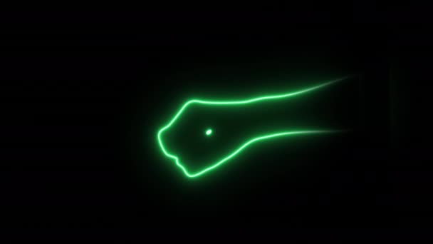 Neonlight Verde Insegne Mano Alpha — Video Stock