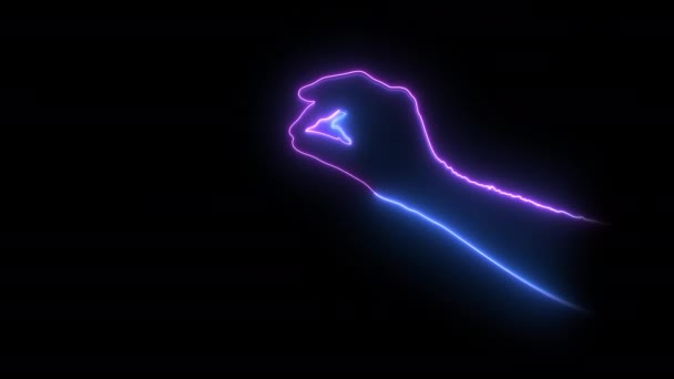 Neonlight Multicolorido Mão Gestos Snaps Sem Texto Snap Alpha — Vídeo de Stock