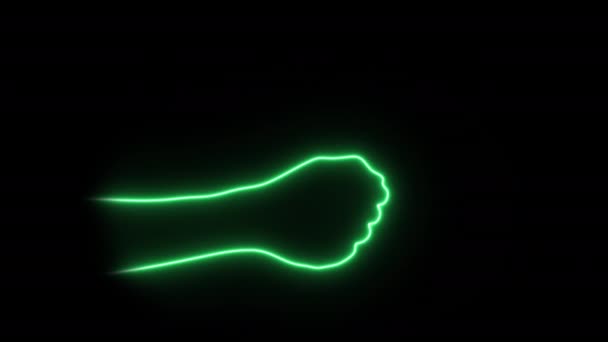 Neonlight Zielone Gesty Ręki Liczy Pięciu Alfie — Wideo stockowe