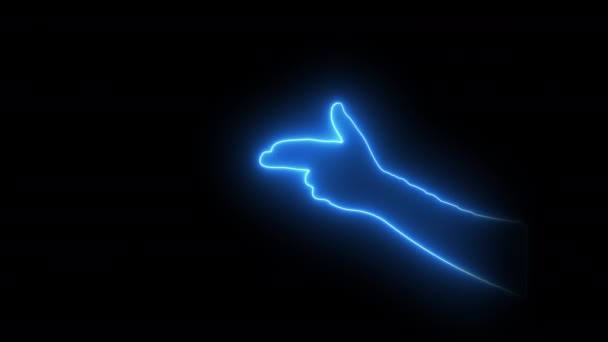 Neonlight Mano Blu Gesti Una Pistola Spara Alpha — Video Stock