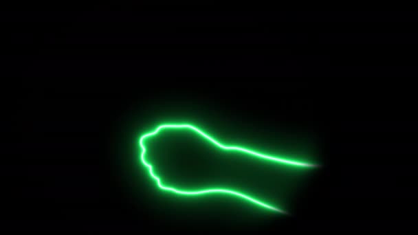 Neonlight Greencolored Señas Mano Paz Alpha — Vídeos de Stock