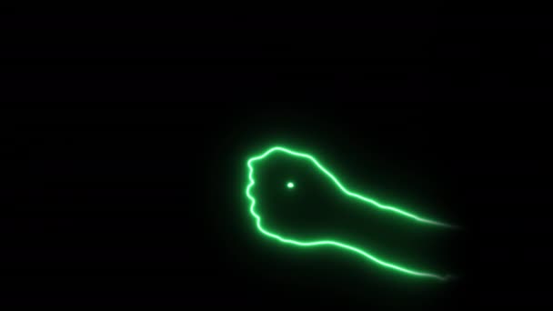 Neonlight Verde Segni Mano Forbici Alpha — Video Stock