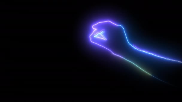 Neonlight Wielobarwny Ręka Gesty Trzaski Alfie — Wideo stockowe