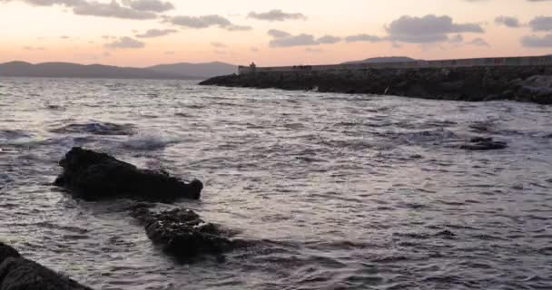 Pôr Sol Praia Mar Alghero Ilha Sardenha — Vídeo de Stock