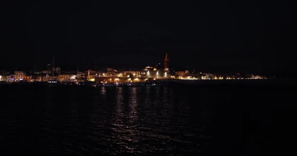 Vista Panoramica Sul Centro Alghero Notte — Video Stock