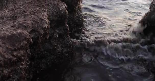 Inclinazione Una Spiaggia Rocciosa Sulla Riva Fino Cielo Prima Del — Video Stock