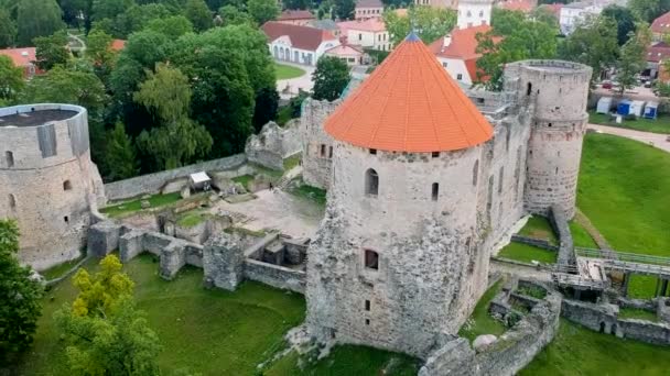 Fotografie Aeriană Castelului Cesiss Din Orașul Cesis Letonia — Videoclip de stoc