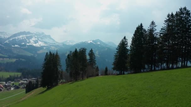 Aerial View Beautiful Green Grass Hill Entlebuch Switzerland Stunning Mountain — Stock Video