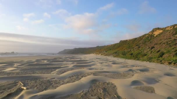 Drón Lassan Repül Homok Minta Alacsony Földre Oregon Part Strand — Stock videók