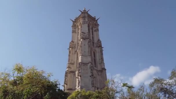 Περπάτημα Γύρω Από Tour Saint Jacques Παρίσι Fps — Αρχείο Βίντεο