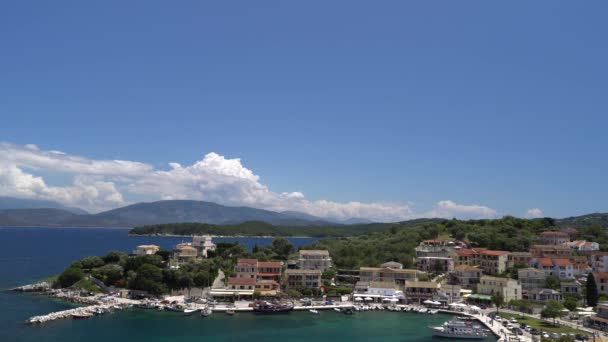 Vista Porto Pesca Kassiopi Castelo Byzantine Vila Corfu Greece — Vídeo de Stock