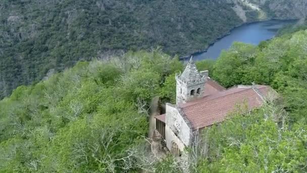 Vista Aerea Del Monastero Santa Cristina Ribas Sil Galizia 3840 — Video Stock