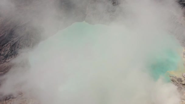 Volcán Kawah Ijen Java Oriental Aérea Sobre Lago Ácido — Vídeos de Stock