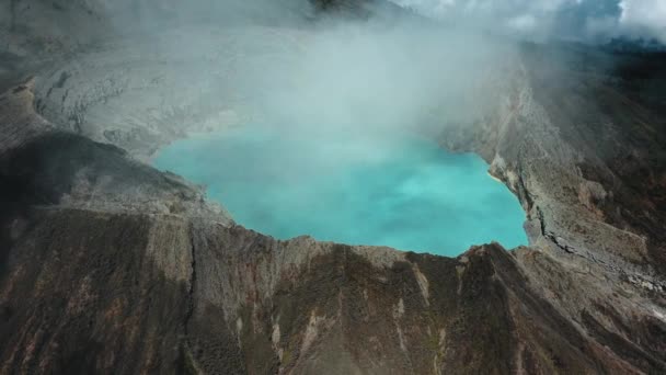 Kawah Ijen Vulcano East Java Aerial Sul Lago Acido — Video Stock