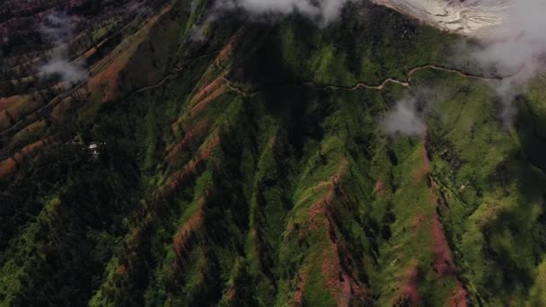 Kawah Ijen Vulkan Ostjava Antenne Über Dem Sauren See — Stockvideo